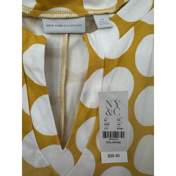 NY&Co Yellow Gold White Polka Dot Dress with Pockets 100% Cotton Plus Size XXL - Picture 7 of 7